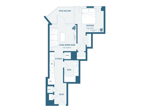 A blueprint of a house layout with labeled rooms.